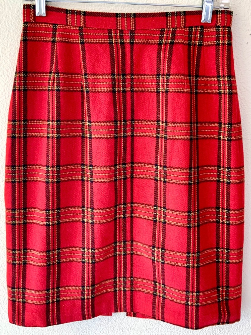 Wool Plaid Mini Skirt Size 10 Red Tartan
